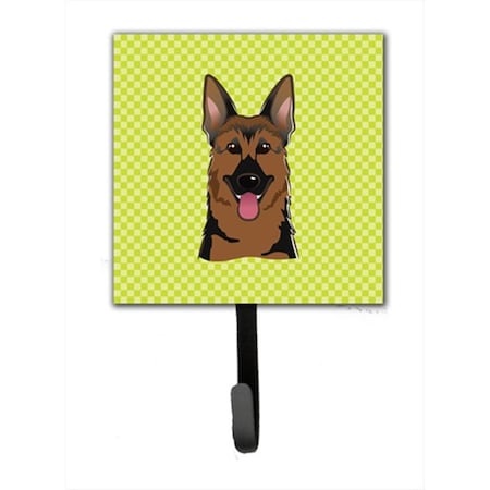 Carolines Treasures Checkerboard Lime Green German Shepherd Leash or Key Holder- 4.25 W x 7 H In. BB1273SH4